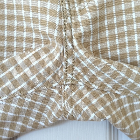 Levi's 504 Classic Checkered Plaid Regular Fit Jean Shorts Tan Brown White 38 - Picture 8 of 12